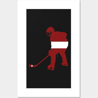 Latvian Flag Hokejs Ice Hockey Player Posters and Art